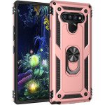 Wholesale LG Stylo 6 Tech Armor Ring Grip Case with Metal Plate (Rose Gold)